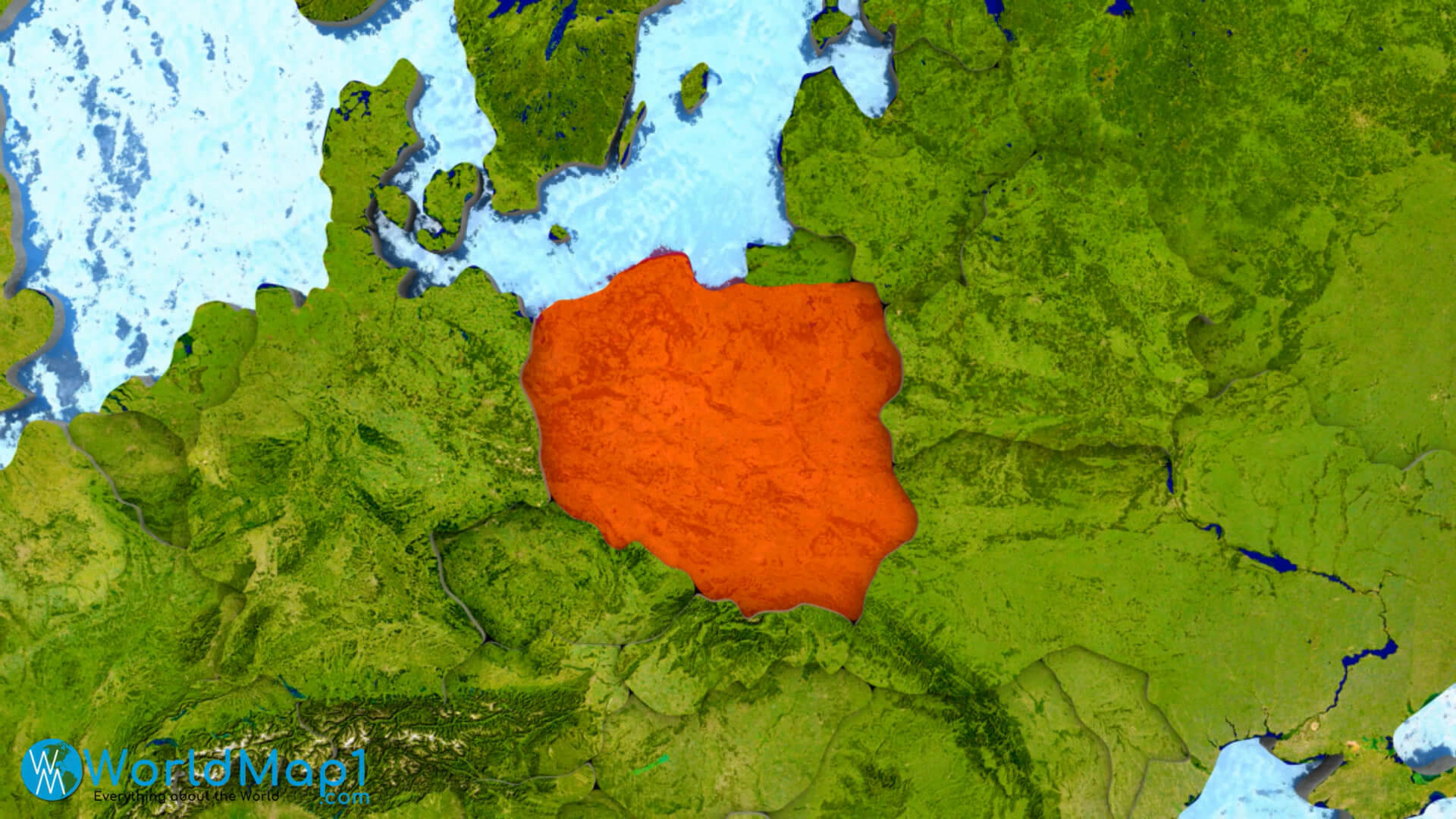 Satellite Map of Poland